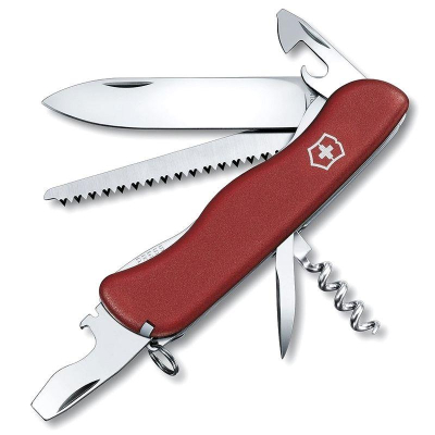 Нож 111мм Services Pocket Tool 12 функций Forester блокировка лезвия красный
