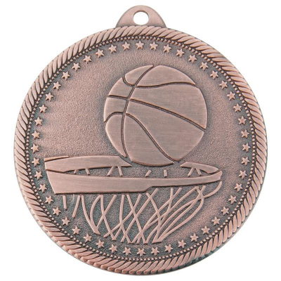 Медаль спортивная баскетбол '3 место' d-5см металл бронза
