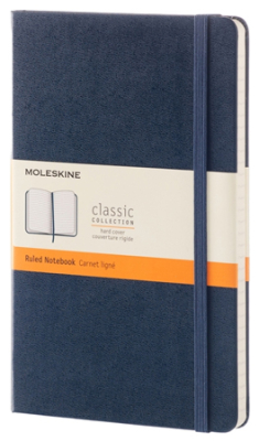 Записная книжка A5 120л линейка Moleskine® Classic Large твердая обложка на резиновой застежке синяя