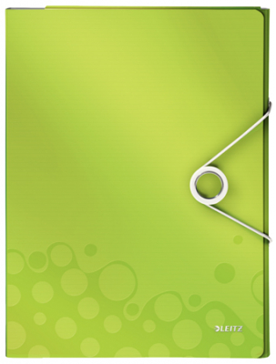 Папка-органайзер Leitz 4 отделения с блокнотом карманом для CD на резиновой застежке WOW зеленая