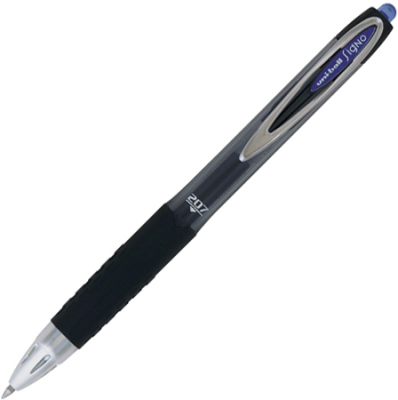 Ручка гелевая автоматическая Uni-Ball 0.7мм Signo с резиновой манжетой синяя