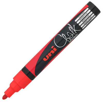 Маркер-жидкий мел Uni Chalk Marker  2.5мм красный