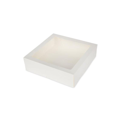 Коробка для кондитерских изделий 20x20х4.5см с окном белая