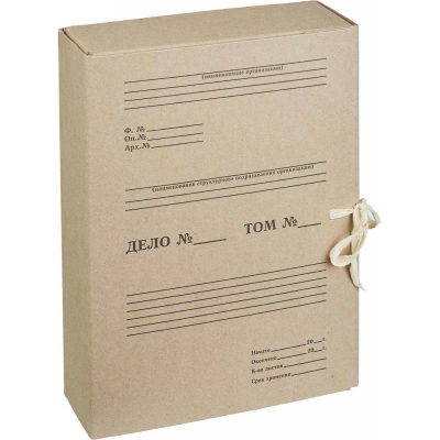 Короб архивный картонный на завязках 24х33х 8см Attache 'Отчет-Архив' коричневый