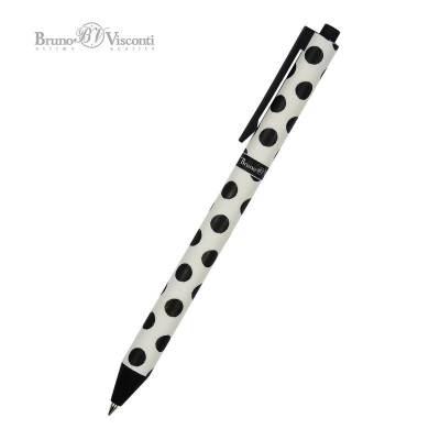 Ручка шариковая автомат BrunoVisconti® 0.5мм 'ArtClick' синяя 'Black polka dots'