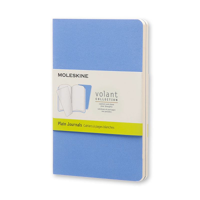 Записная книжка A6  40л без линовки Moleskine® Volant Pocket мягкая обложка 2шт голубая/синяя