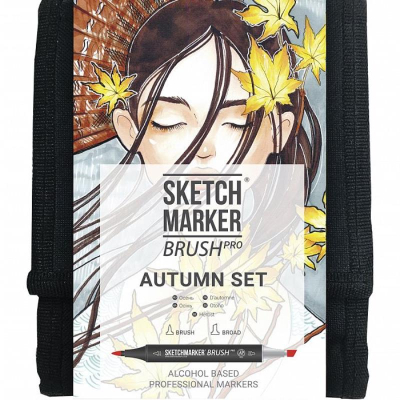 Маркеры художественные спиртовые Sketchmarker Brush 'Autumn' 12цв двусторонние + сумка органайзер