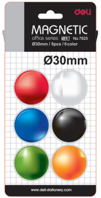 Магнитный держатель сферический d-30мм Deli   6шт цвета ассорти