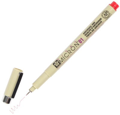 Ручка капиллярная художественная Sakura Pigma Micron d-0.25мм красная