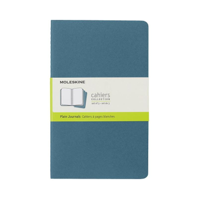 Записная книжка A5  40л без линовки Moleskine® Cahier Large 3шт картонная обложка голубая