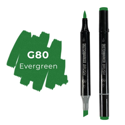 Маркер художественный спиртовой Sketchmarker Brush вечнозеленый двусторонний