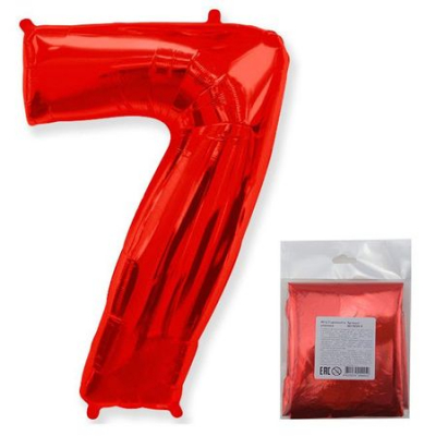 Шар воздушный фольгированный Цифра '7' красный Flex Metal 102см