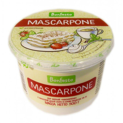 Сыр сливочный Bonfesto Маскарпоне 78% 0.50кг