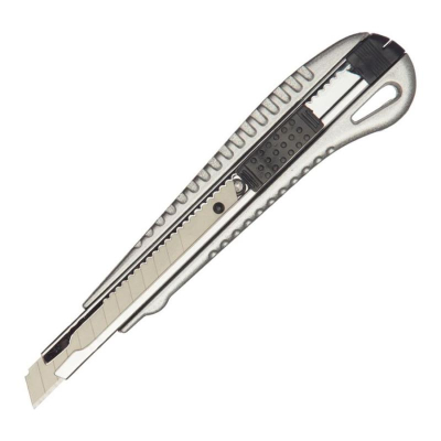 Нож макетный  9мм Attache Selection металлический корпус металлические направляющие лезвия серебристый в блистере