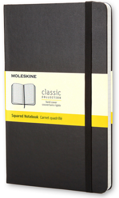 Записная книжка A5 120л клетка Moleskine® Classic Large твердая обложка на резиновой застежке черная