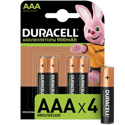 Аккумулятор Duracell 1.2V AAA/HR03   900mAh NiMH 4шт предзаряженный