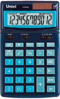 Калькулятор настольный Uniel 12 разрядов DP GT регулируемый дисплей 106x173x26мм 210г сине-голубой корпус