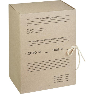 Короб архивный картонный на завязках 24х33х15см Attache 'Отчет-Архив' коричневый