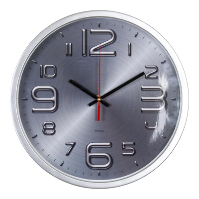 Часы настенные Бюрократ Классика d-30см серебристый циферблат черные стрелки серебристый обод плавный ход