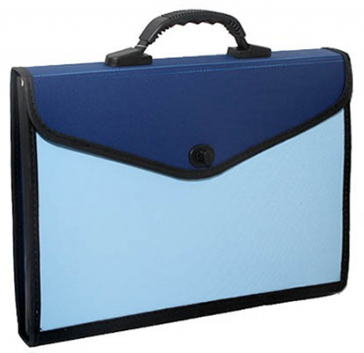 Папка-портфель A4  13 отделений Lamark пластиковый с окантовкой и усиленной ручкой сине-голубой
