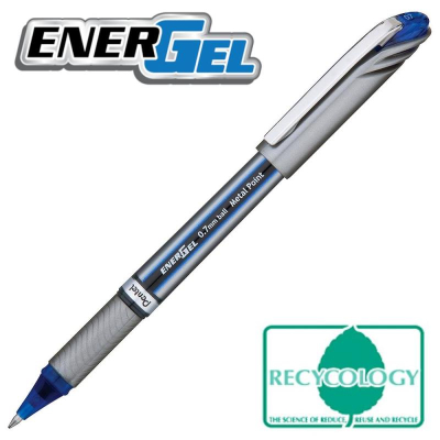 Ручка гелевая Pentel 0.7мм EnerGel с резиновой манжетой  одноразовая синяя