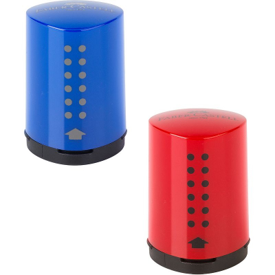 Точилка 1 диаметр Faber-Castell 'Grip 2001 Mini' с контейнером красная/синяя