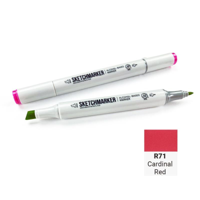 Маркер художественный спиртовой Sketchmarker красный кардинал двусторонний