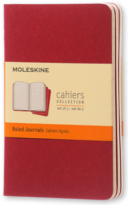 Записная книжка A6  32л линейка Moleskine® Cahier Pocket 3шт картонная обложка красная