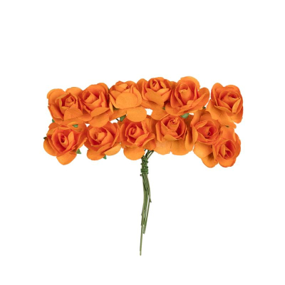Цветы бумажные Mr.Painter Розы d-2.3см 12шт 'Оранжевое настроение'