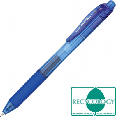 Ручка гелевая автоматическая Pentel 0.5мм EnerGel-X Needle Point с резиновой манжетой игольчатый стержень синяя