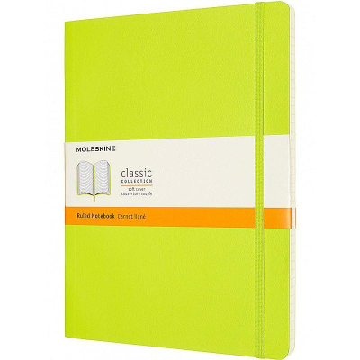 Записная книжка A4-  96л линейка Moleskine® Classic Soft XLarge мягкая обложка на резиновой застежке лайм