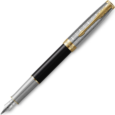 Ручка перьевая Parker Sonnet Premium Metal&Black Lacquer GT F537 перо золото 18K Fine