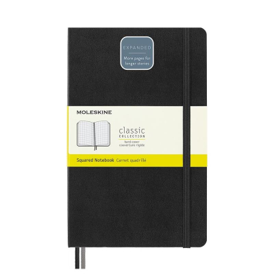 Записная книжка A5 200л клетка Moleskine® Classic Expended Large твердая обложка на резиновой застежке черная