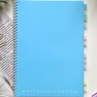 Тетрадь A4  80л клетка на гребне Полином пластиковая обложка 'Pastel Collection' голубая