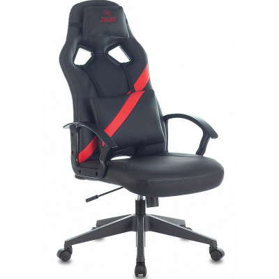 Кресло игровое Zombie Driver 2 подушки искусственная кожа черно/красное