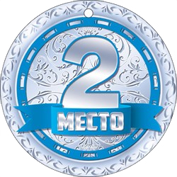 Медаль '2 место' картонная 100х100мм