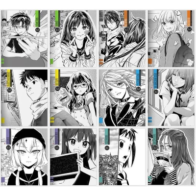 Тетрадь предметная набор A5 24л Lamark картонная обложка выборочный УФ-лак Manga 12шт