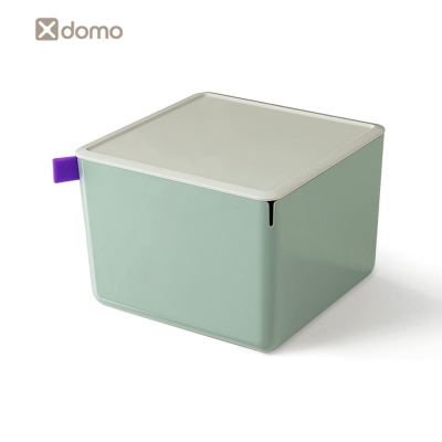 Короб для принадлежностей Deli 'Xdomo' 21x15x21см с крышкой серо-зеленый