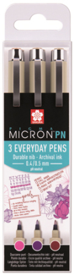 Ручки капиллярные художественные Sakura Pigma Micron PN  3цв 0.4-0.5мм