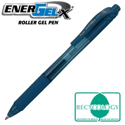 Ручка гелевая автоматическая Pentel 0.7мм EnerGel-X с резиновой манжетой сине-черная