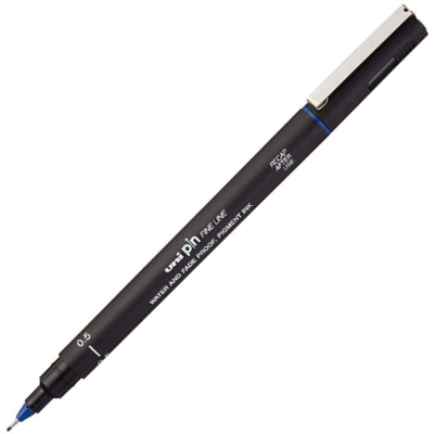 Ручка капиллярная художественная Uni Pin Fine Line d-0.50мм синяя