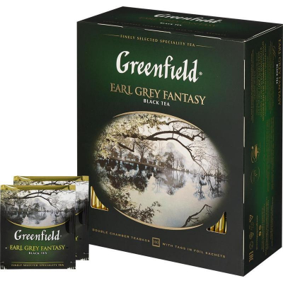 Чай Greenfield черный 'Earl Grey Fantasy' цейлонский с ароматом бергамота 100пак х 2г