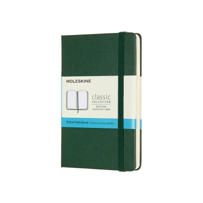 Записная книжка A6  96л в точку Moleskine® Classic Pocket твердая обложка на резиновой застежке зеленая