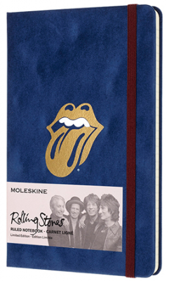 Записная книжка A5 120л линейка Moleskine® LE Rolling Stones Large твердая обложка на резиновой застежке синяя