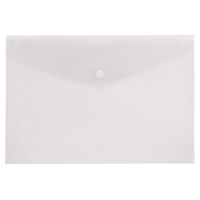 Папка-конверт на кнопке A4 Бюрократ пластиковая 180мкм прозрачная