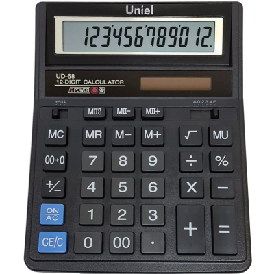 Калькулятор настольный Uniel 12 разрядов DP DM 158x203x30мм