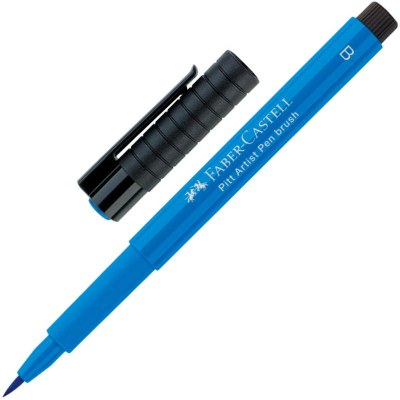 Ручка-кисточка капиллярная художественная Faber-Castell Pitt сине-серая (110)