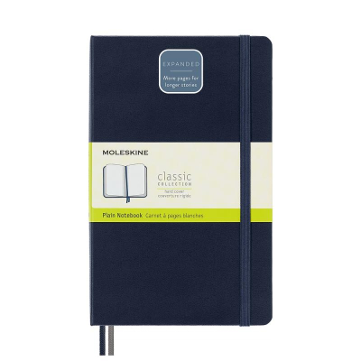 Записная книжка A5 200л без линовки Moleskine® Classic Expended Large твердая обложка на резиновой застежке синяя