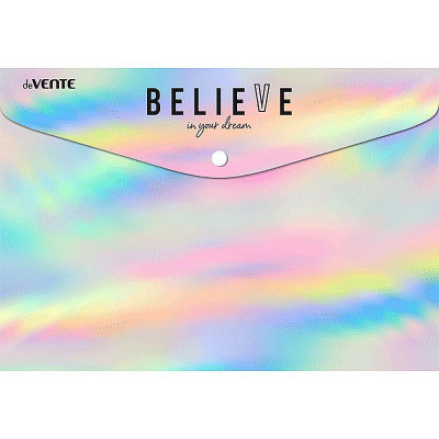 Папка-конверт на кнопке A4 deVENTE пластиковая 150мк с фотопечатью 'Believe'