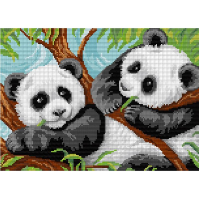 Мозаика алмазная 25х35см Фрея квадратные стразы полная выкладка 'Две панды'